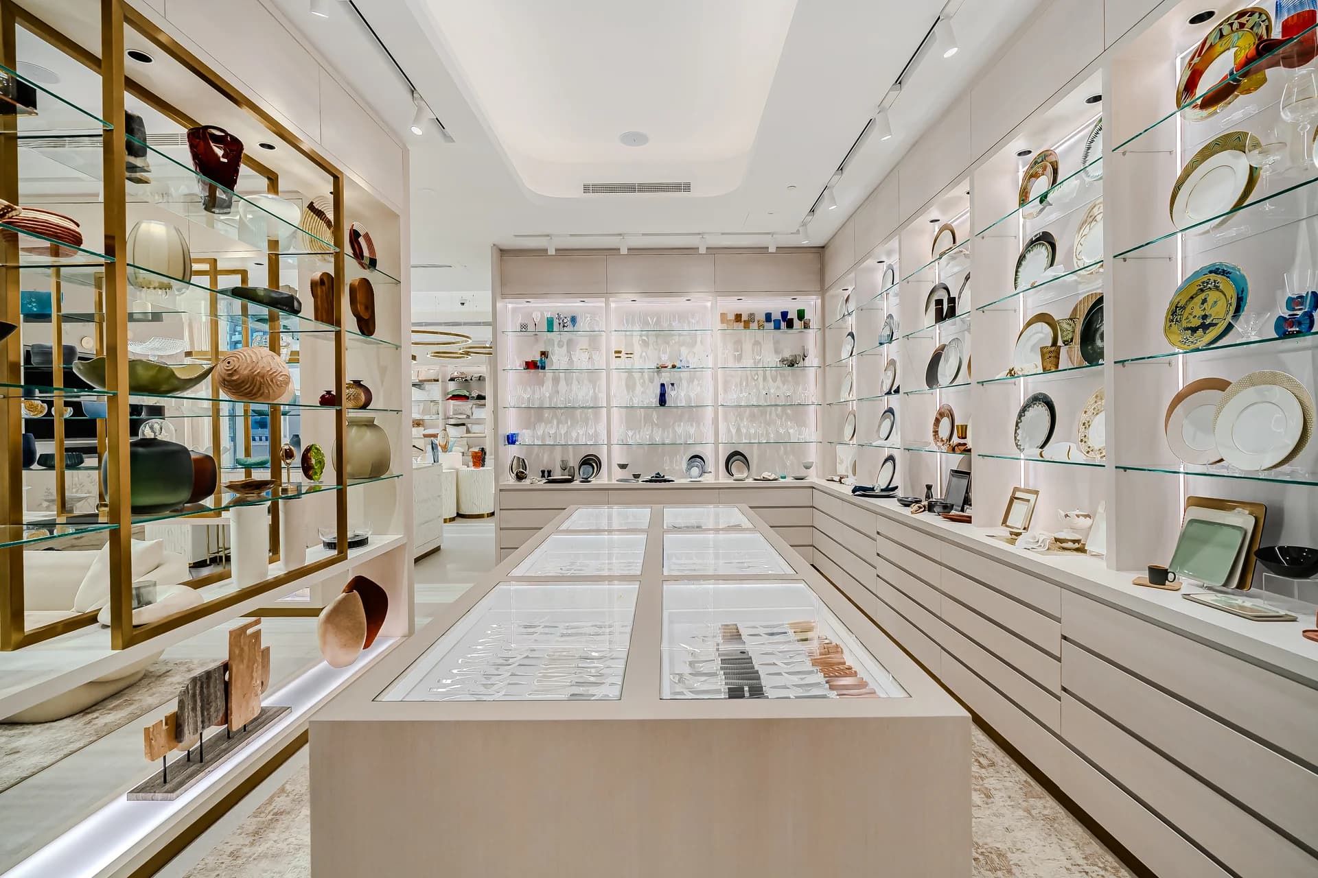 A View Of The Tableware, Crystal, Porcelain Plates, Fine Metal Cutlery And Decorative Accessories In Glancy Fawcett
