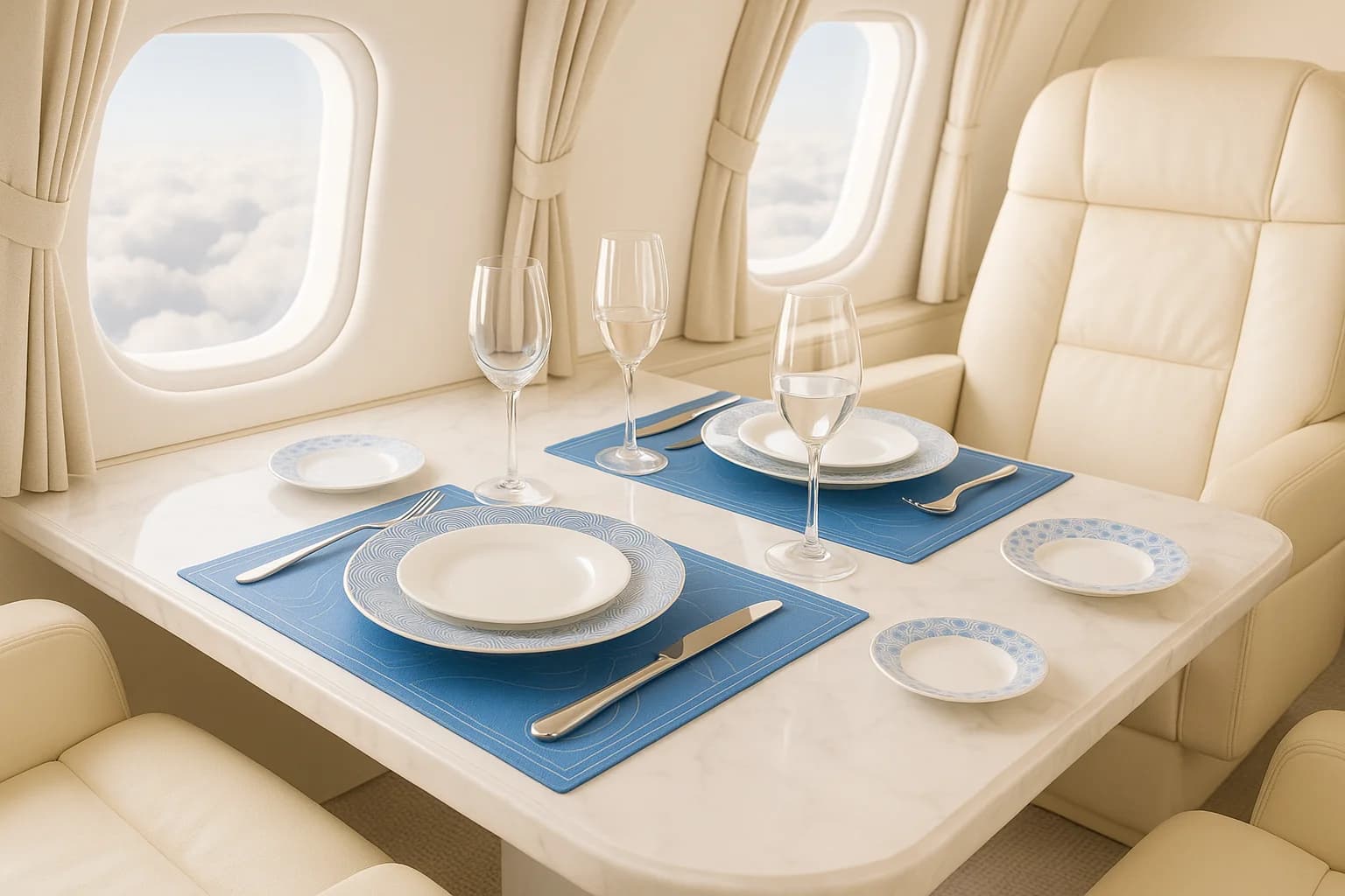 Interior of a private jet